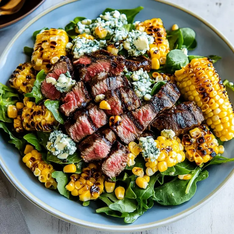 Balsamic Steak Gorgonzola Salad with Grilled Corn