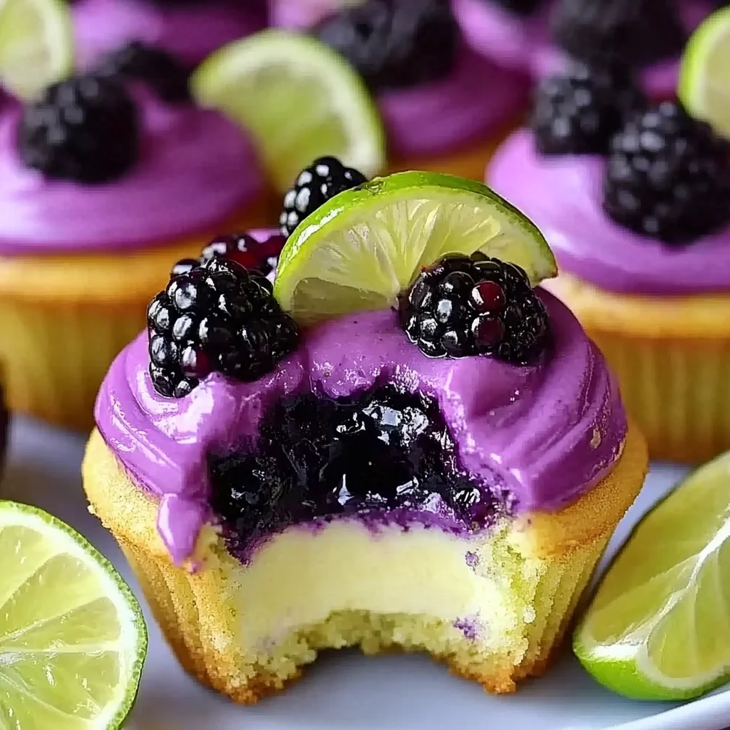 Blackberry Lime Cheesecake Cupcakes - Easy Recipe