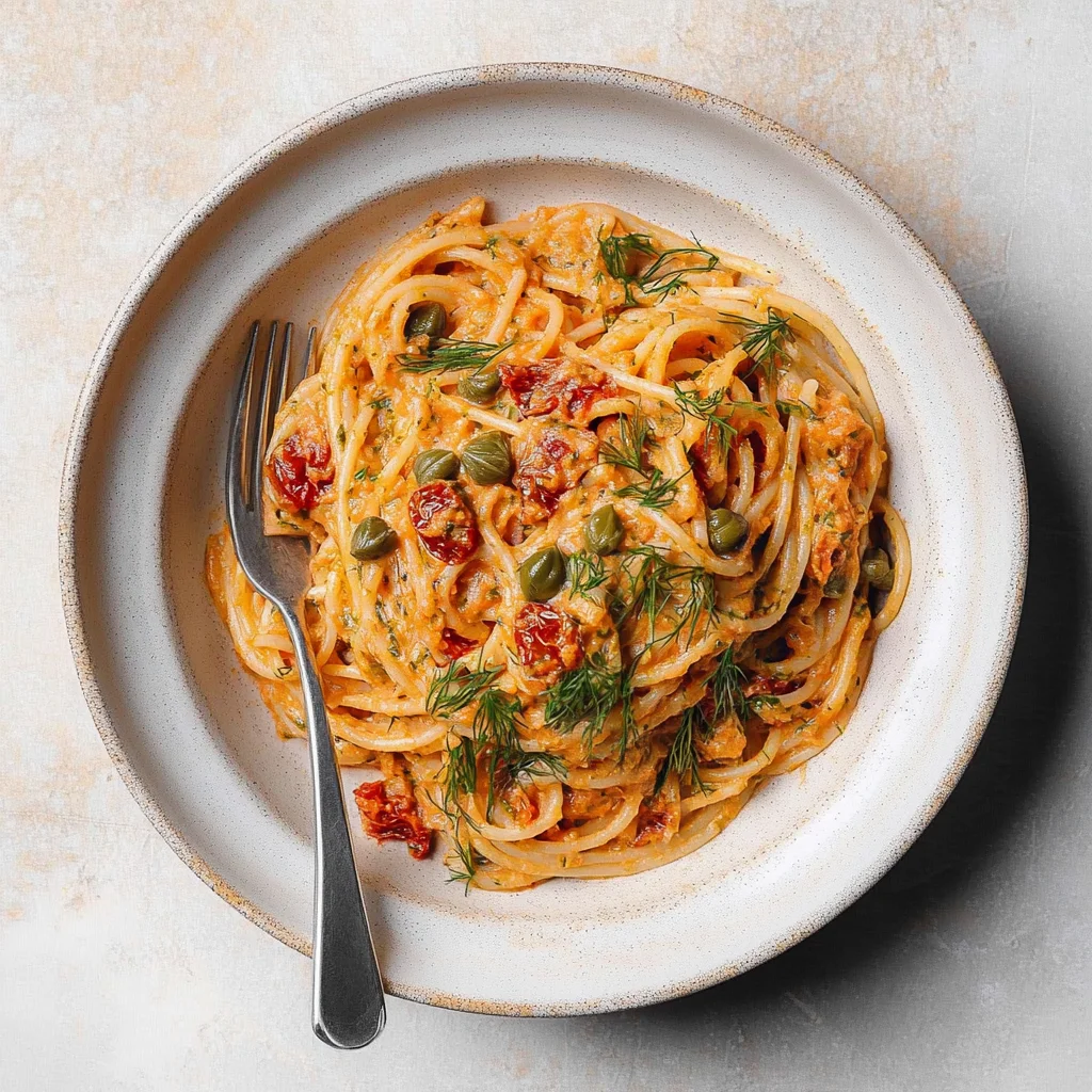 Creamy Sun-Dried Tomato Pasta with Capers and Dill
