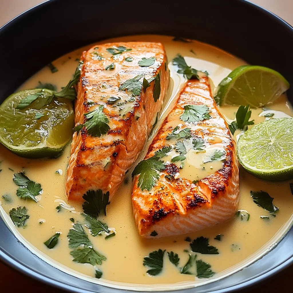 Poached Salmon in Coconut Lime Sauce