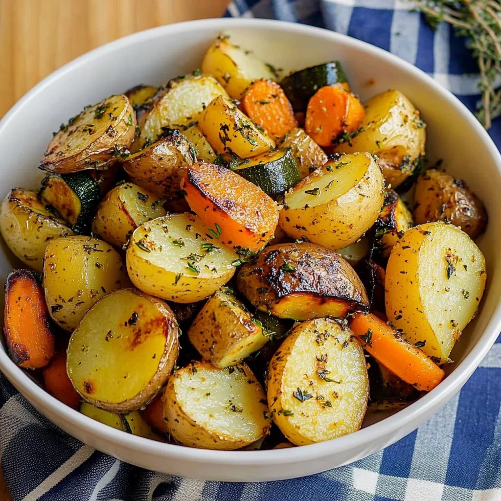 Garlic Herb Roasted Potatoes Carrots and Zucchini