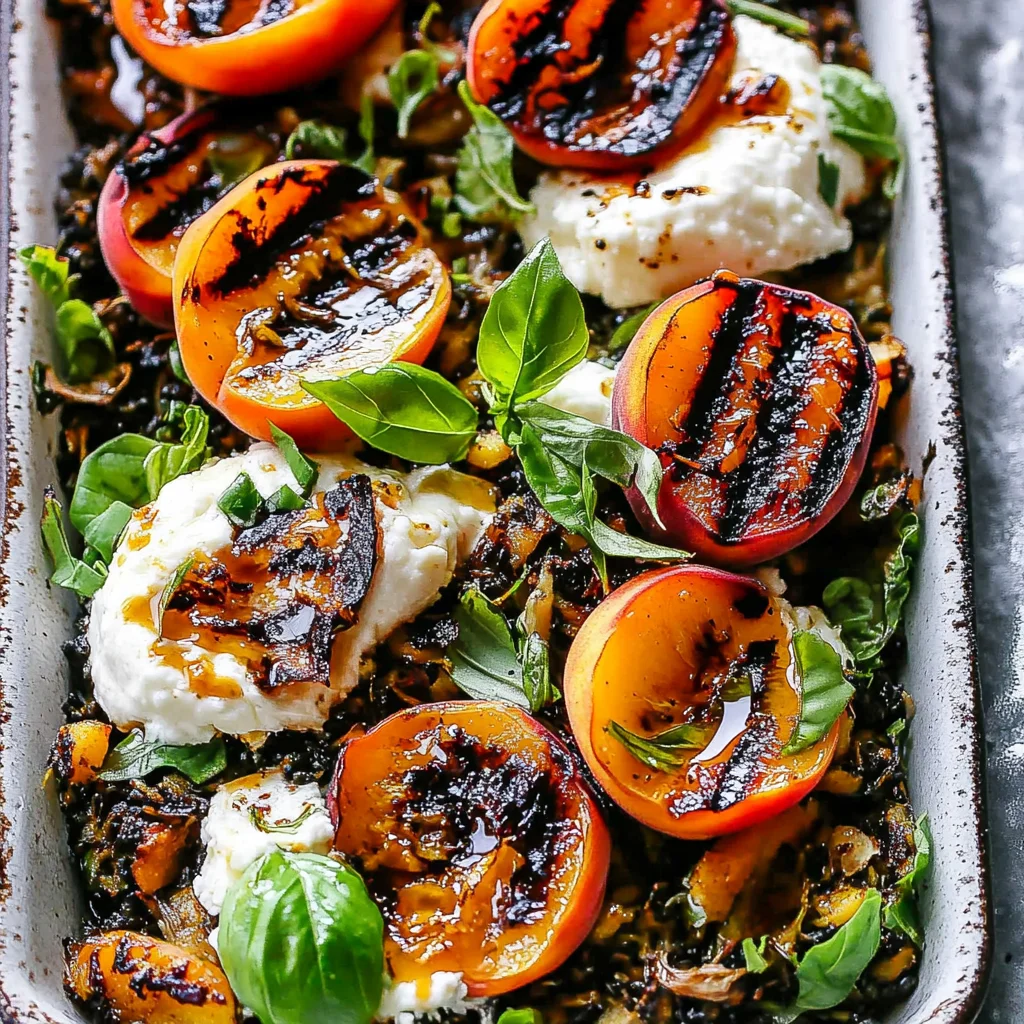 Honey-Harissa Grilled Peach and Burrata Salad