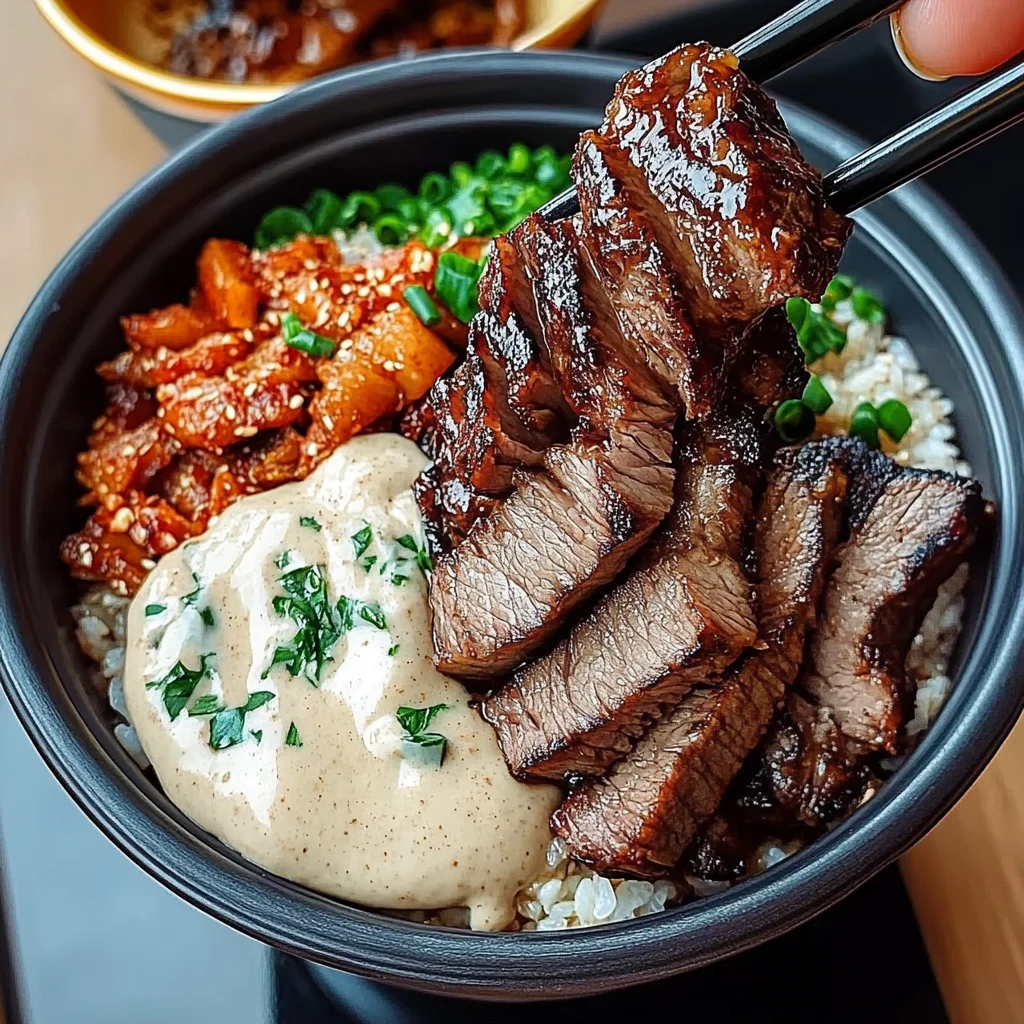 Korean BBQ Steak Bowls with Creamy Sauce