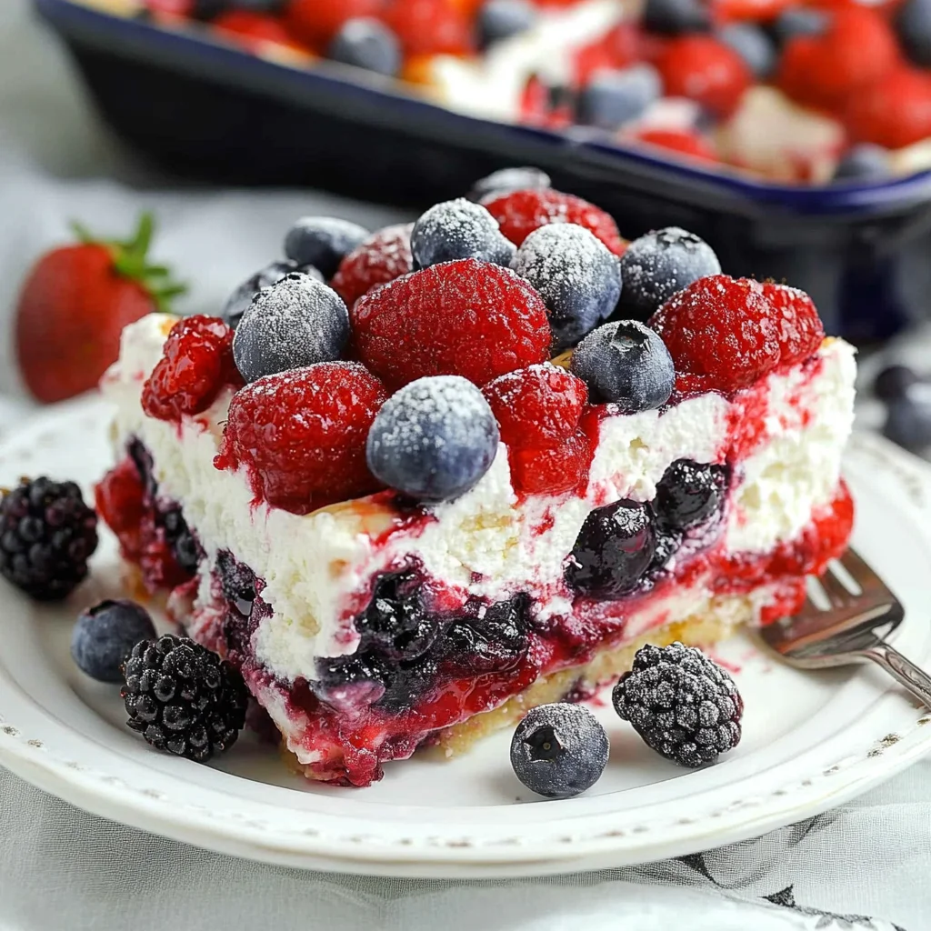 No Bake Summer Berry Lasagna