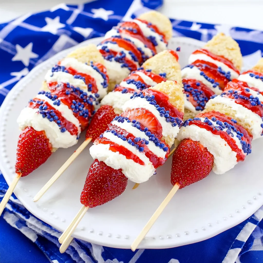 Patriotic Strawberry Shortcake Kabobs