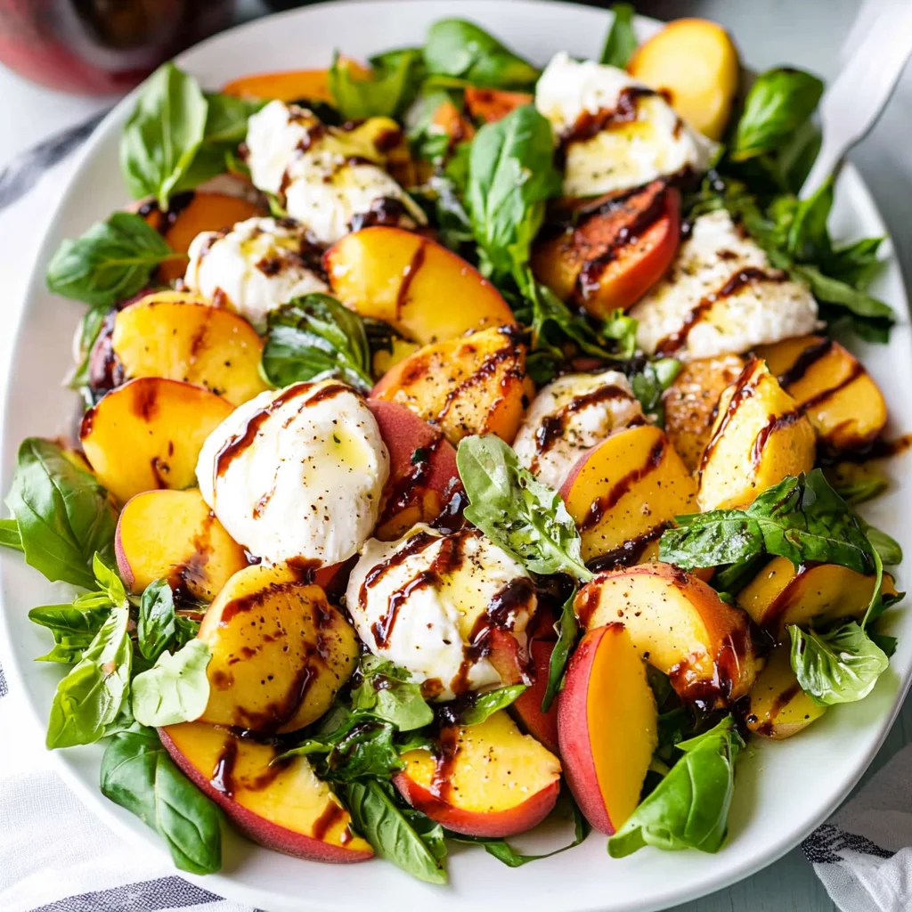 Peach Burrata Caprese Salad