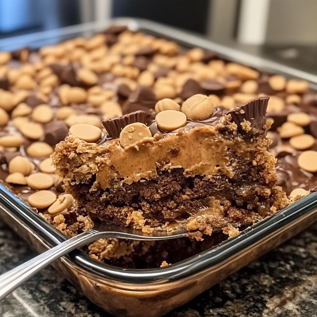Peanut Butter Cup Dump Cake – Rich, Gooey & Delicious