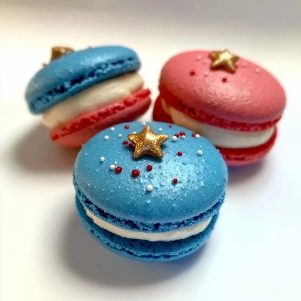 Red, White, & Blue Cherry Cheesecake Macarons