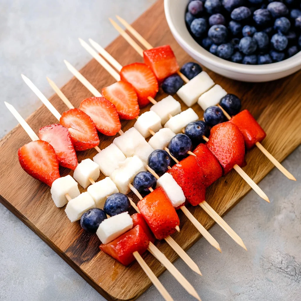 Red, White and Blue Fruit Kabobs