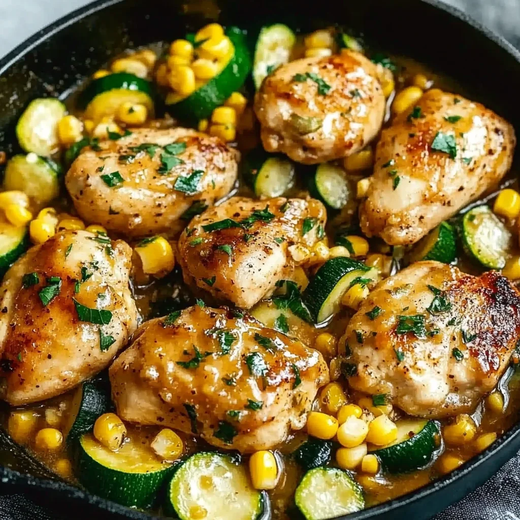 Savory Garlic Butter Chicken with Fresh Zucchini and Sweet Corn