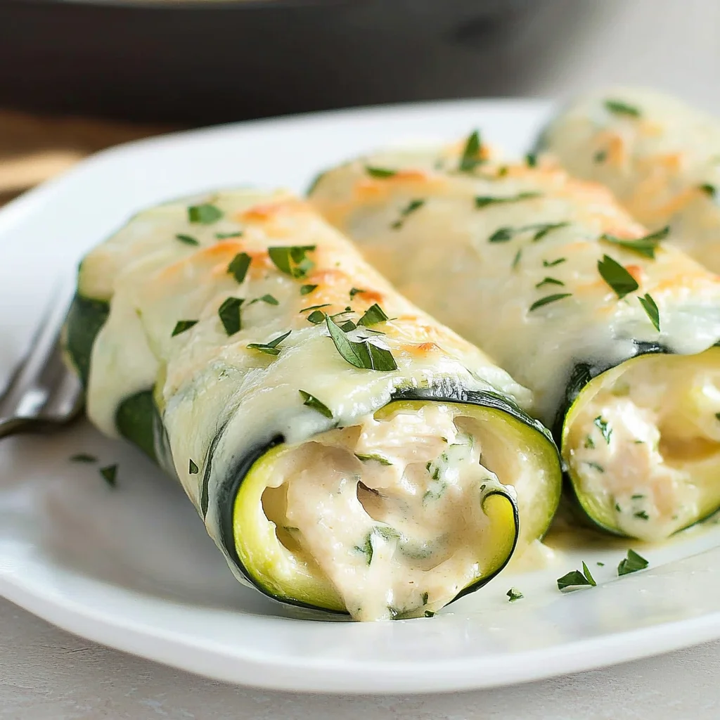 Chicken Alfredo Zucchini Roll Ups Recipe