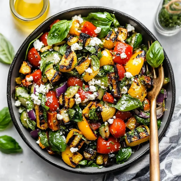 Chopped Grilled Vegetable Salad with Lemon Basil Vinaigrette