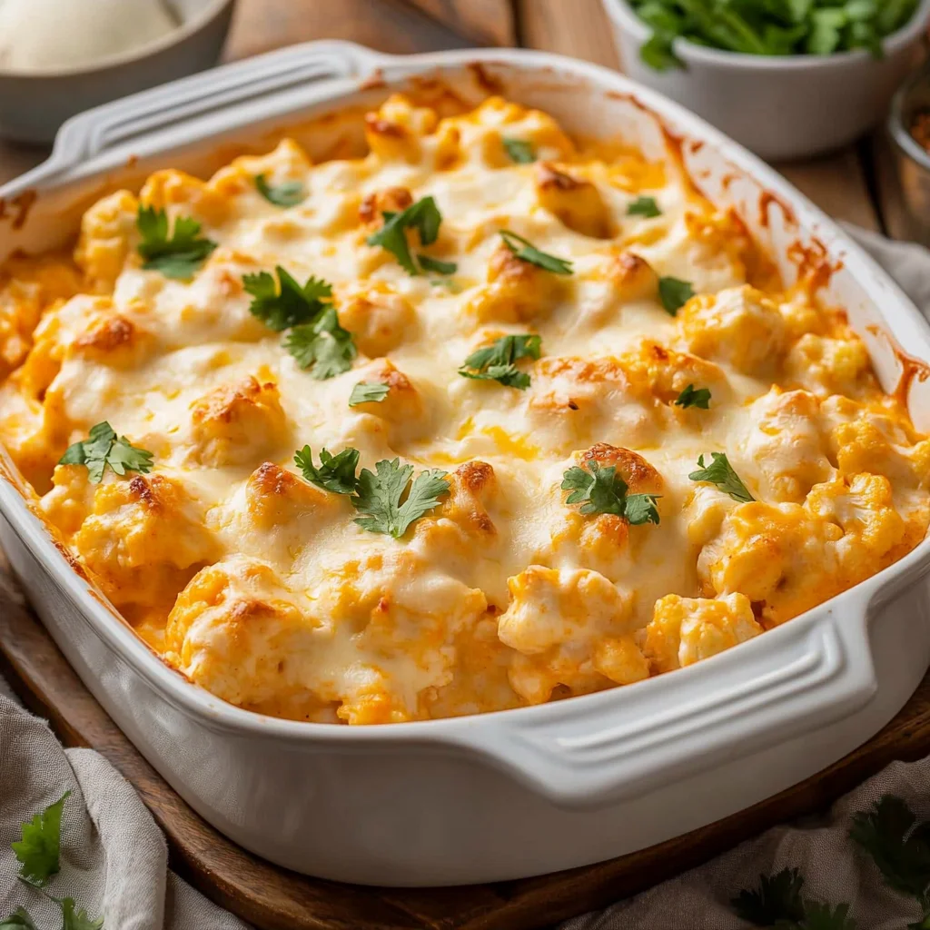 Creamy Buffalo Chicken Cauliflower Casserole Recipe