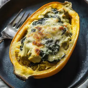 Spinach and Artichoke Stuffed Spaghetti Squash