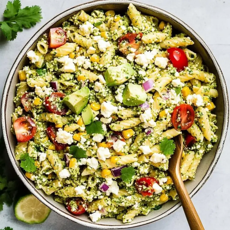 Street Corn Pasta Salad with Cilantro Pesto & Goat Cheese